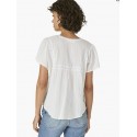 White Women's Short Sleeve Pintuck Top