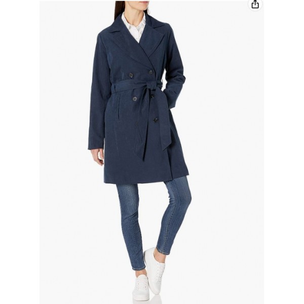 Navy Women's Relaxed-Fit Water-Resistant Trench Coat