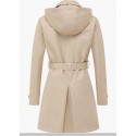 Khaki  Women's Trench Coat Double-Breasted Classic Lapel Overcoat Belted Slim Outerwear Coat with Detachable Hood